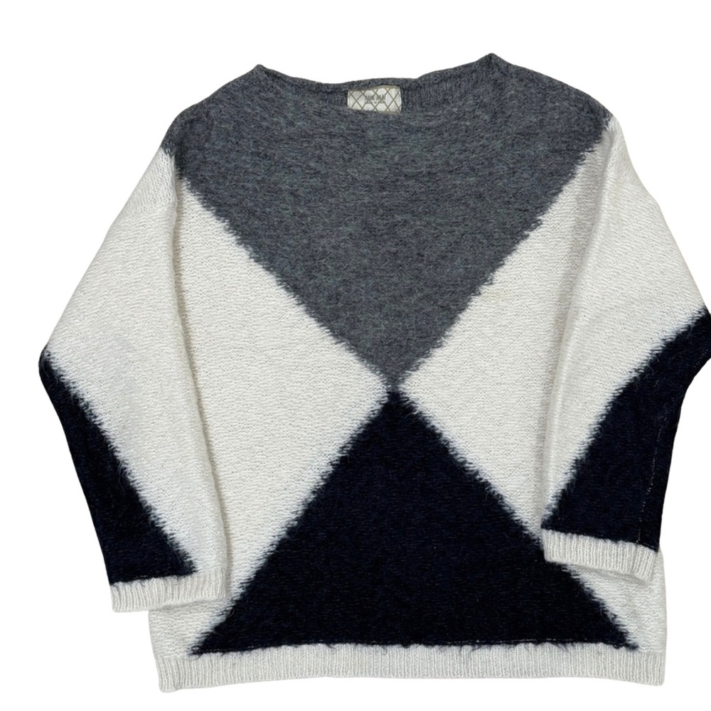 Monochrome Geometric Sweater, Made in Italy, Size L